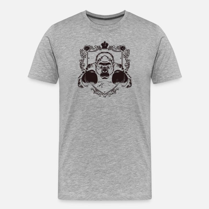 Gorille avec pose de combat - T-shirt bio Premium Homme - gris chiné