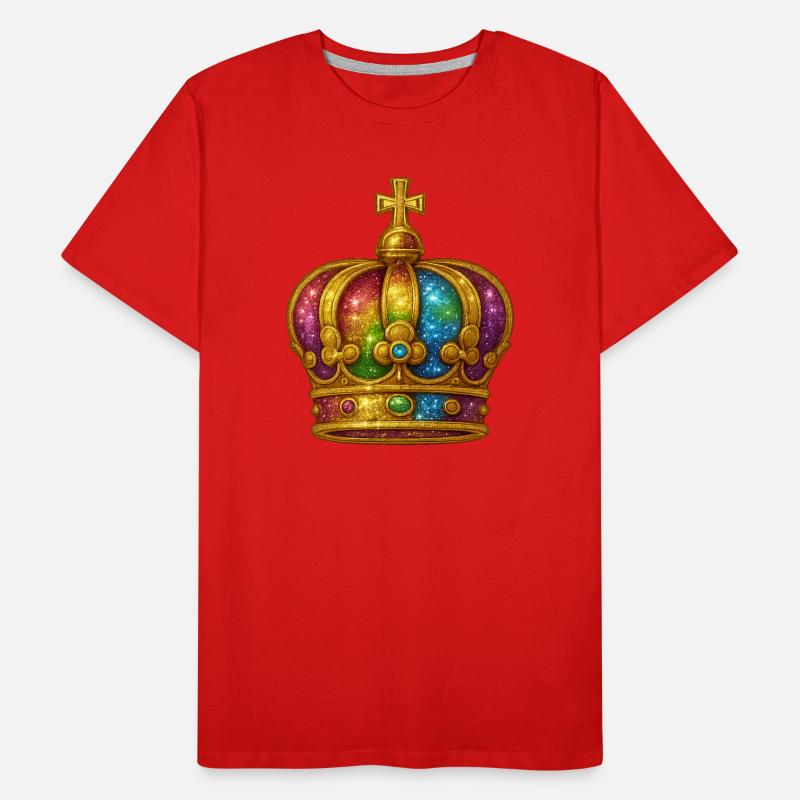 Rainbow Glitter Crown Design Men's Premium Organic T-Shirt