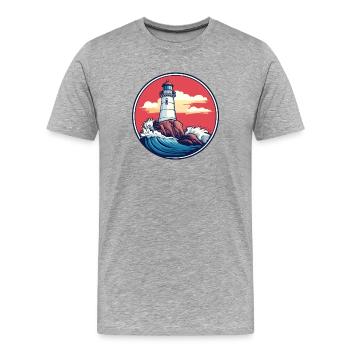Phare au bord de la mer - T-shirt bio Premium Homme - gris chiné - Devant - Damien (186cm)