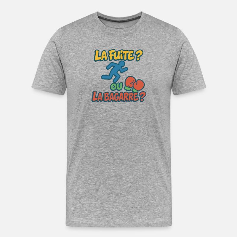 Flucht oder Kampf - Männer Premium Bio T-Shirt - Grau meliert