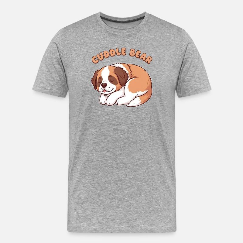 Schlafender Bernhardiner Welpe – Cuddle Bear - Männer Premium Bio T-Shirt - Grau meliert