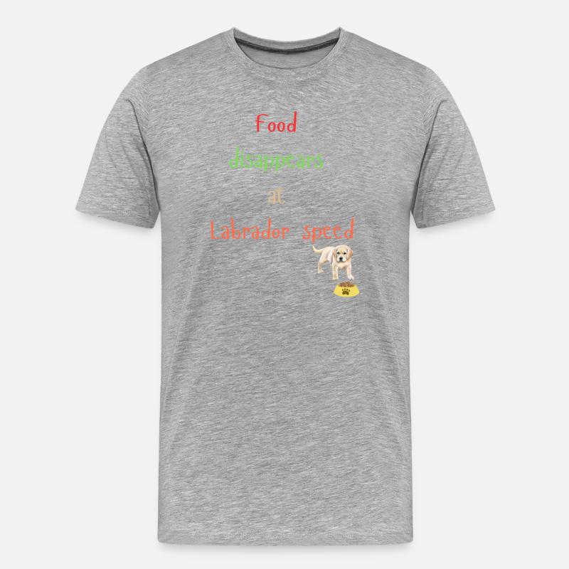 Labrador Essen Verschwinden Verspieltes Design - Männer Premium Bio T-Shirt - Grau meliert