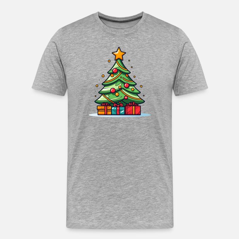 Lebendiger Weihnachtsbaum mit Geschenkpracht - Männer Premium Bio T-Shirt - Grau meliert