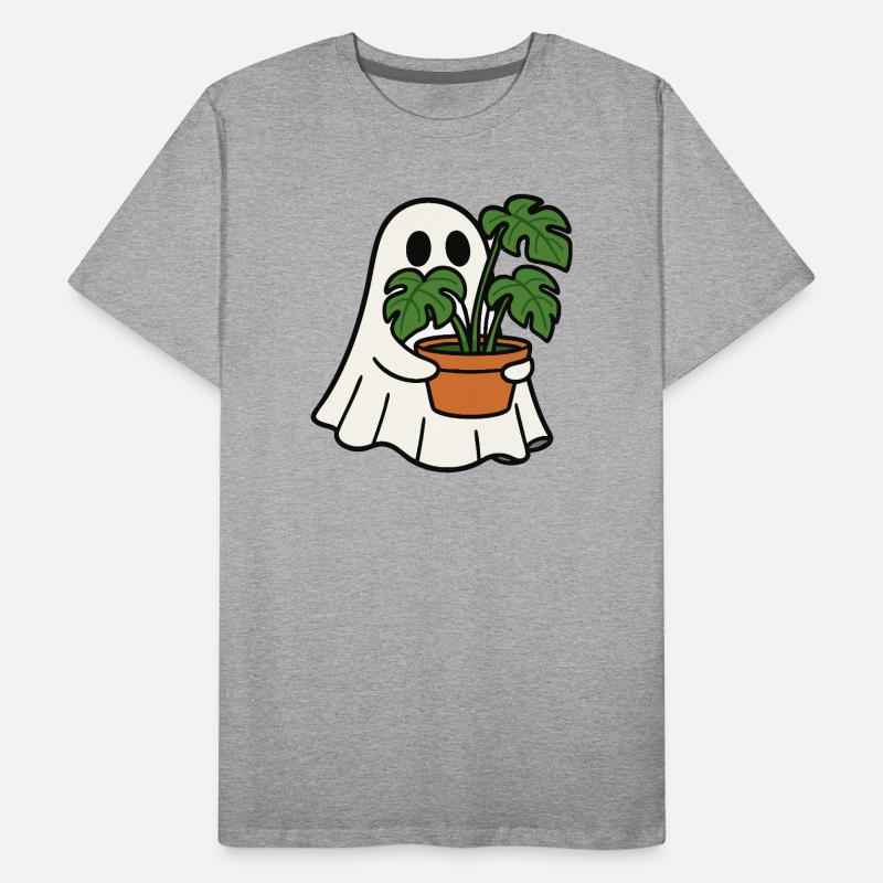 Süßes Gespenst mit Monstera Pflanze Männer Premium Bio T-Shirt