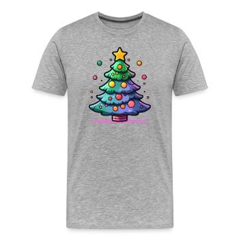 Arbre de Noël festif avec des ornements colorés - T-shirt bio Premium Homme - gris chiné - Devant - Damien (186cm)