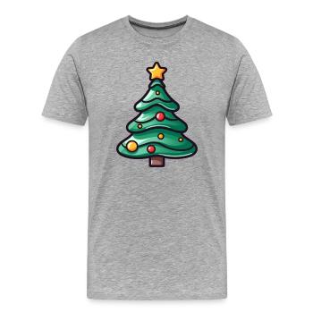 Illustration d’arbre de Noël festif - T-shirt bio Premium Homme - gris chiné - Devant - Damien (186cm)