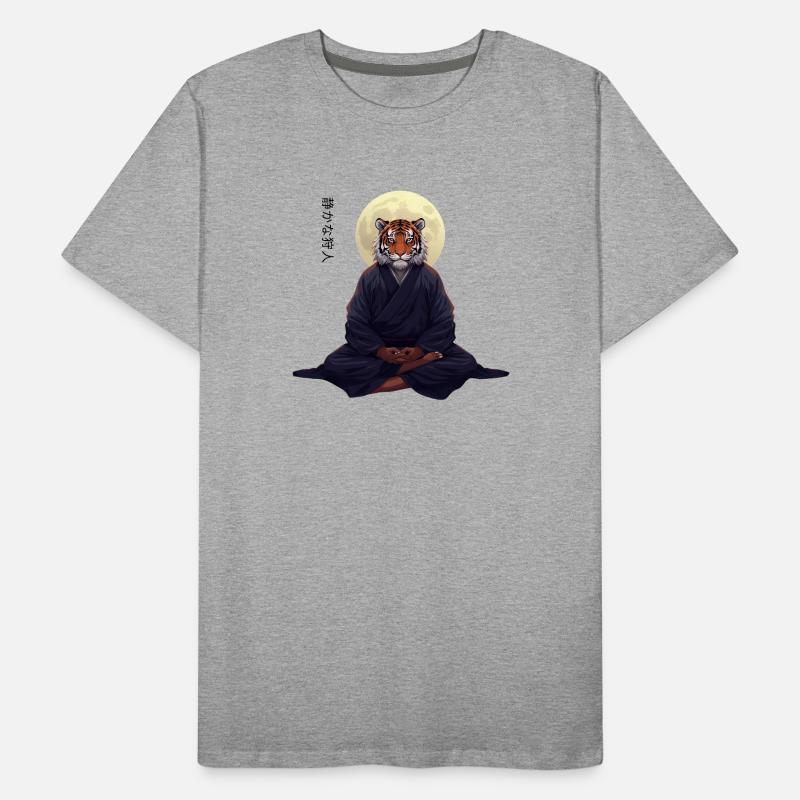 Tiger Monk – Sumi-e Zen Kunst Strength Within Männer Premium Bio T-Shirt