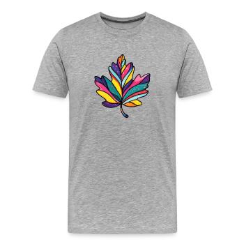 Ahorn Blatt Bunt - Männer Premium Bio T-Shirt - Grau meliert - Vorne - Damien (186cm)