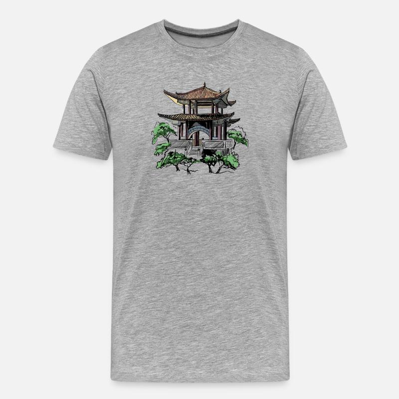 Pagode - Männer Premium Bio T-Shirt - Grau meliert