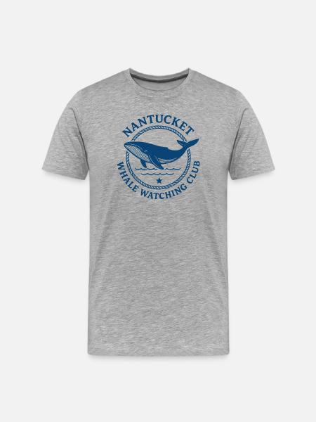 Nantucket Whale Watching Logo Design - Men's Premium Organic T-Shirt - heather grey