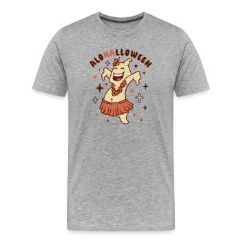 Fröhlicher Aloha Spirit im Hula Rock für Halloween - Männer Premium Bio T-Shirt - Grau meliert - Vorne - Damien (186cm)