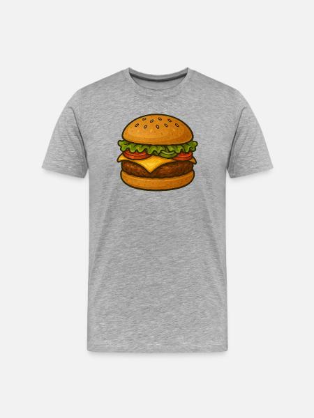 Expressive burger design with green accents - Men's Premium Organic T-Shirt - heather grey