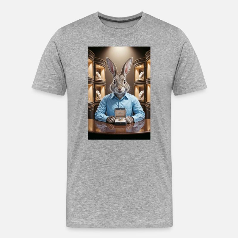 Humanoider Hasenschmuck - Männer Premium Bio T-Shirt - Grau meliert