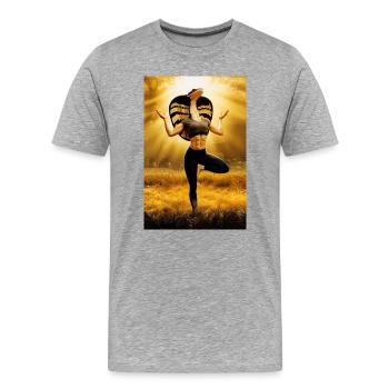 Cobra Humanoid Yoga - Männer Premium Bio T-Shirt - Grau meliert - Vorne - Damien (186cm)