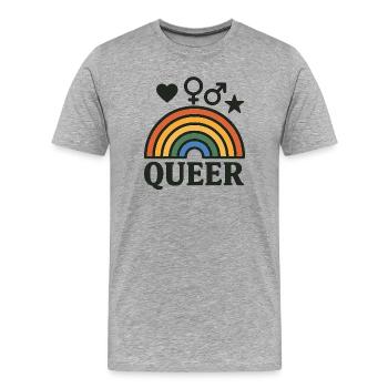 Regenbogen Symbol mit LGBTQ+ Icons - Männer Premium Bio T-Shirt - Grau meliert - Vorne - Damien (186cm)