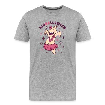 Halloween Lustiger Geist im Hula Rock - Männer Premium Bio T-Shirt - Grau meliert - Vorne - Damien (186cm)