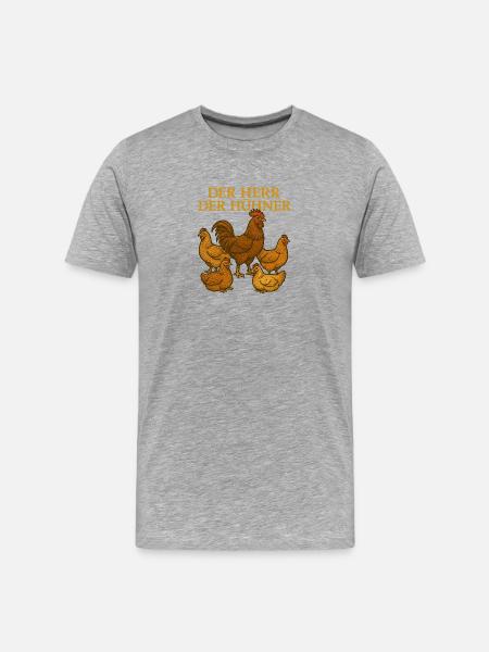 Der Herr Der Hühner Illustration - Männer Premium Bio T-Shirt - Grau meliert