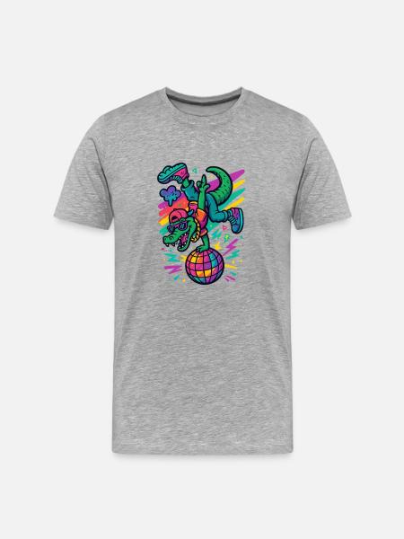 Breakdance Alligator - T-shirt bio Premium Homme - gris chiné