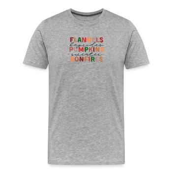 🍂 Flannels, Pumpkins & Bonfires – Fall Vibes - Men's Premium Organic T-Shirt - heather grey - Front - Damien (186cm)
