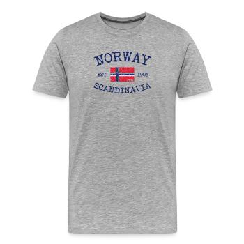 Norway - Norge - Norwegen - Scandinavia - 1905 - Männer Premium Bio T-Shirt - Grau meliert - Vorne - Damien (186cm)