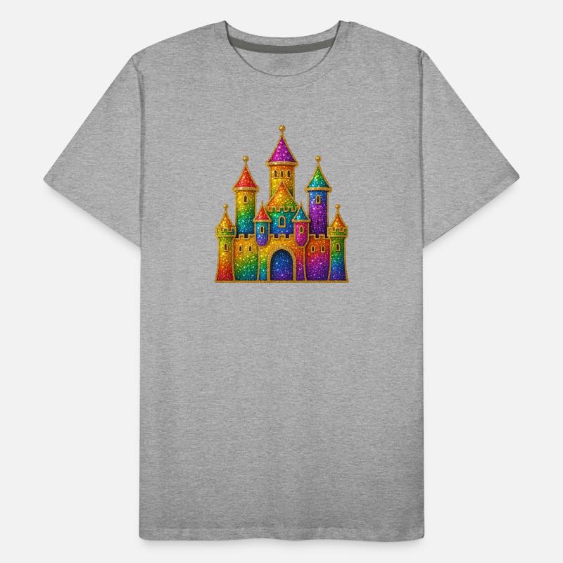 Conception de château à paillettes arc-en-ciel T-shirt bio Premium Homme