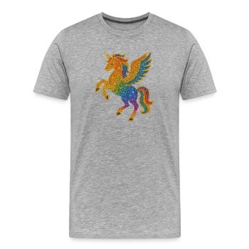 Glitzernde Regenbogen-Pegasus-Illustration - Männer Premium Bio T-Shirt - Grau meliert - Vorne - Damien (186cm)