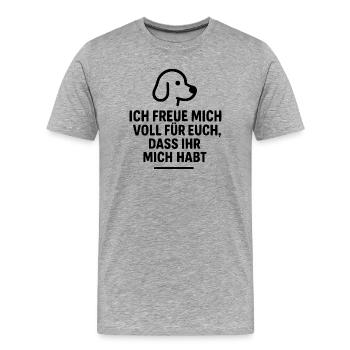 Playful dog motif with loving saying - Men's Premium Organic T-Shirt - heather grey - Front - Damien (186cm)