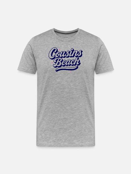 Cousins Beach – Retro Script Design - Männer Premium Bio T-Shirt - Grau meliert