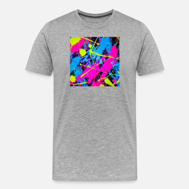 Abstrakter Neonfarbfleck - Männer Premium Bio T-Shirt - Grau meliert