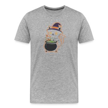Conception magique de potion de sorcière pour chat - T-shirt bio Premium Homme - gris chiné - Devant - Damien (186cm)
