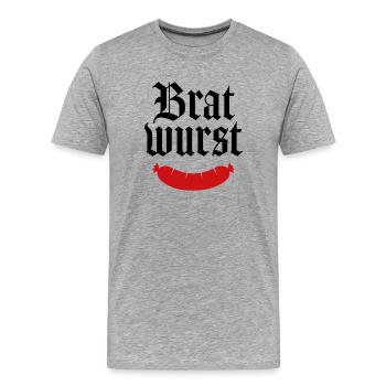 Bratwurst - Männer Premium Bio T-Shirt - Grau meliert - Vorne - Damien (186cm)