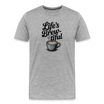 La vie brassée - T-shirt bio Premium Homme - gris chiné - Devant - Damien (186cm)