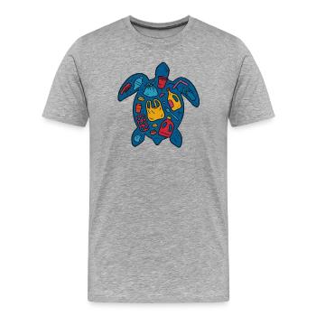 Tortue écologique avec Waste Art - T-shirt bio Premium Homme - gris chiné - Devant - Damien (186cm)