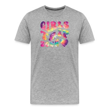 Week-end entre filles Voyage entre femmes 2026 - T-shirt bio Premium Homme - gris chiné - Devant - Damien (186cm)