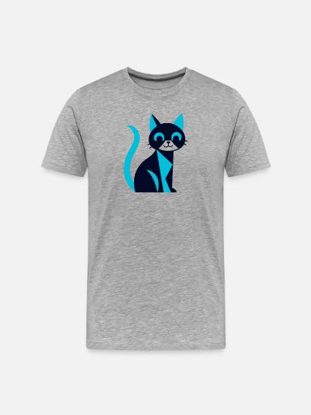 Black-blue cat with aw effect - Men's Premium Organic T-Shirt - heather grey