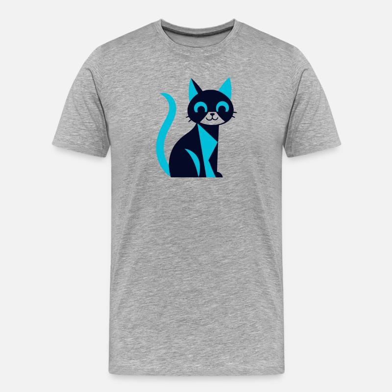 Schwarz-Blau Katze mit Aww-Effekt - Männer Premium Bio T-Shirt - Grau meliert