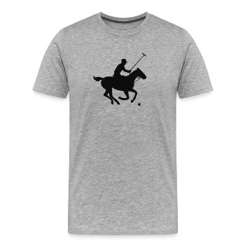 Galoppierender Jockey Silhouette Design - Männer Premium Bio T-Shirt - Grau meliert - Vorne - Damien (186cm)