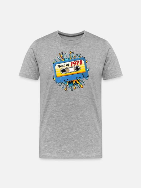 1978 MUSIKKASETTE BEST OF - Männer Premium Bio T-Shirt - Grau meliert