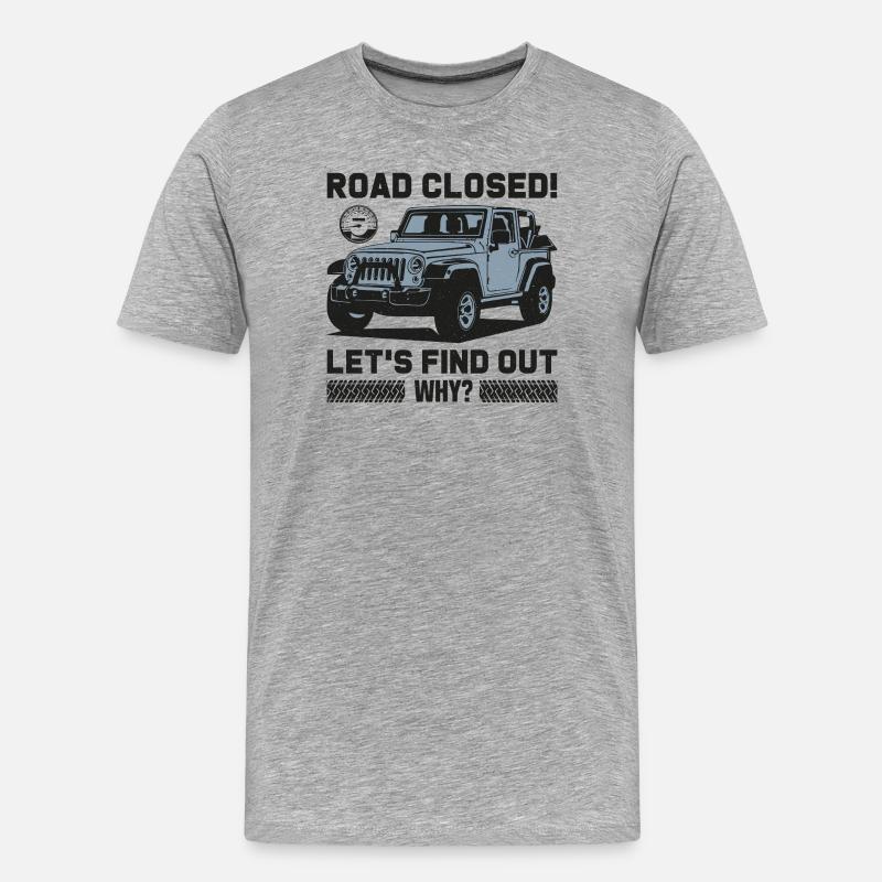 Geschlossene Straße Jeep Design - Männer Premium Bio T-Shirt - Grau meliert