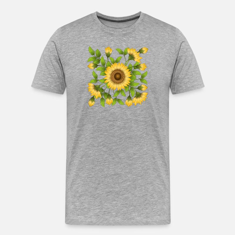 Blumen - Männer Premium Bio T-Shirt - Grau meliert