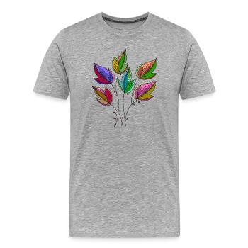 feuilles - T-shirt bio Premium Homme - gris chiné - Devant - Damien (186cm)