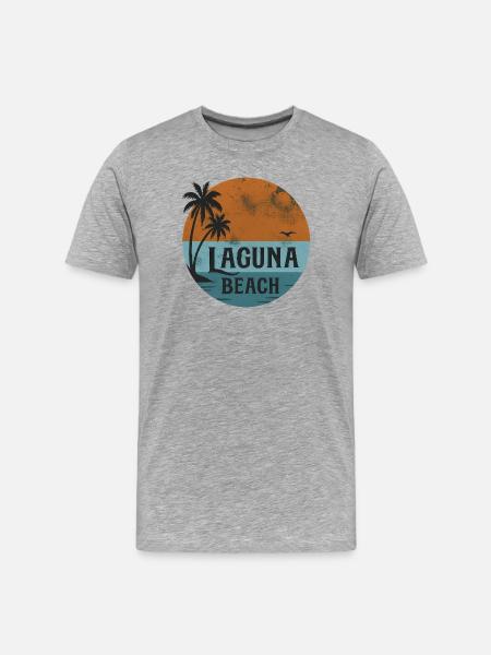 Laguna Beach Californien Ferie Palmer - Herre Premium T-shirt økologisk - grå meleret
