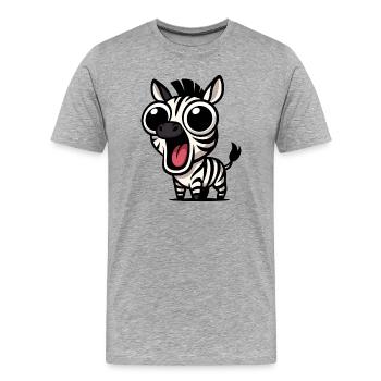 Cute zebra cartoon with googly eyes joy - Men's Premium Organic T-Shirt - heather grey - Front - Damien (186cm)