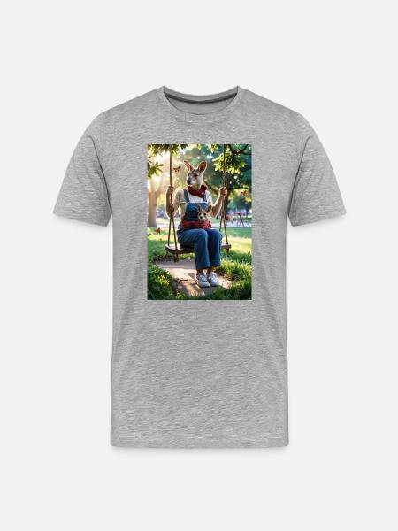 Humanoid Kangaroo on Swing - Men's Premium Organic T-Shirt - heather grey
