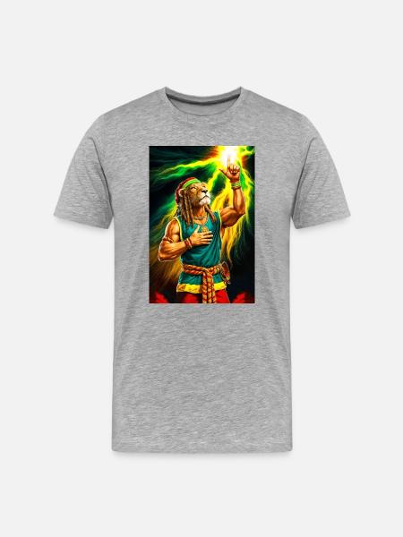 Rastafarian Humanoid Lion - Men's Premium Organic T-Shirt - heather grey