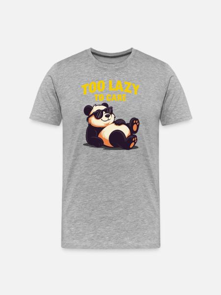 Too Lazy To Care Panda Design - Men's Premium Organic T-Shirt - heather grey