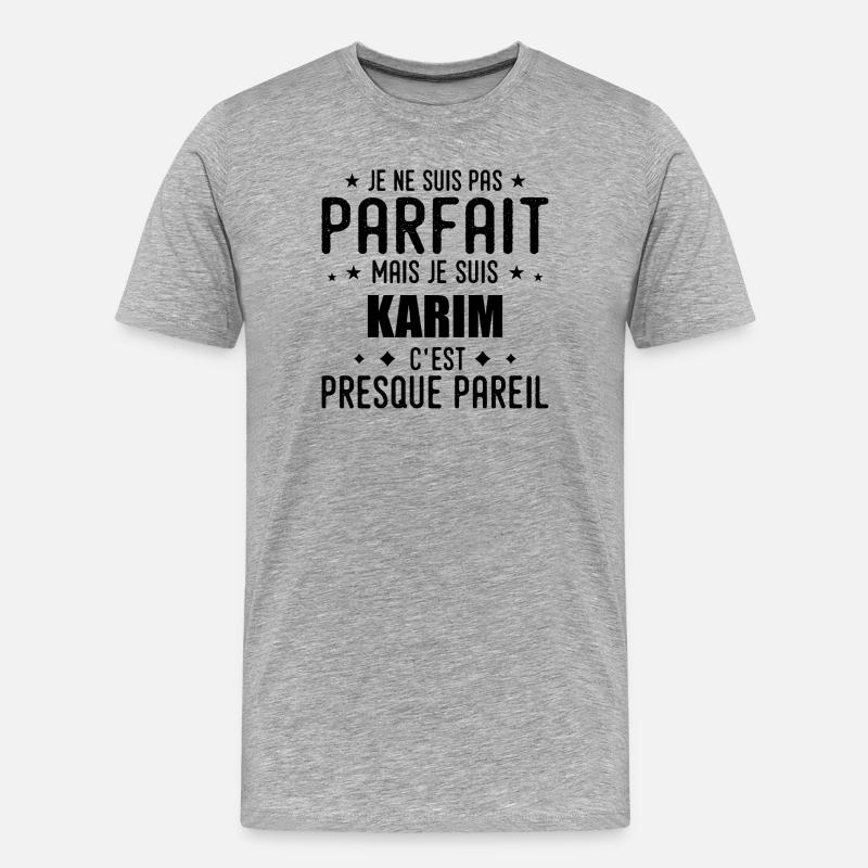 Karim: authentisch, unvollkommen, Top, Perfektion - Männer Premium Bio T-Shirt - Grau meliert