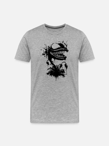 Cartoon einer fleischfressenden Pflanze  - Männer Premium Bio T-Shirt - Grau meliert
