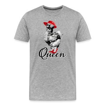 Huhn mit Damenhut und High Heels, Seidenhuhn, - Männer Premium Bio T-Shirt - Grau meliert - Vorne - Damien (186cm)
