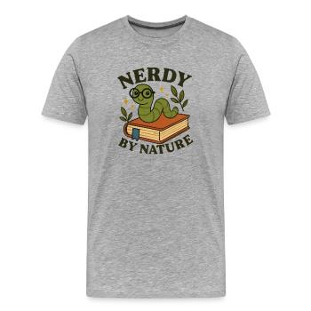 Funny bookworm - Men's Premium Organic T-Shirt - heather grey - Front - Damien (186cm)